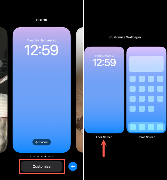 Customize button for an iPhone Lock Screen