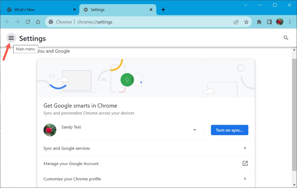 Chrome main menu icon