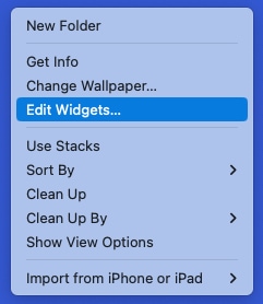 Edit widgets in the right-click menu