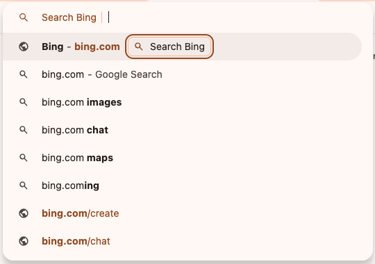 Bing search in Chrome