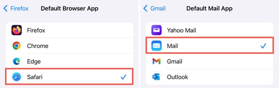 Safari and Mail as the default apps on iPhone